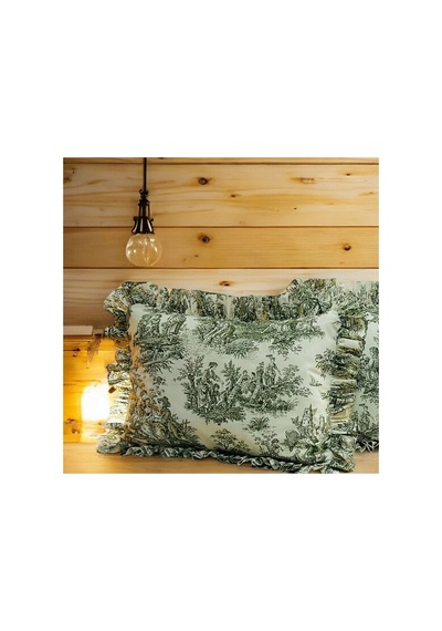 Fırfırlı Yastık Kılıfı Tek Kişilik Fransız Kır Evi Stili 2'li 50 X 70 Cm Yeşil