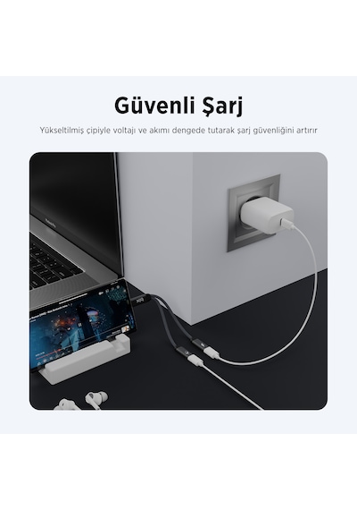 Bix Adp-13 Type-c To Çift Type-c Kulaklık Ve 15w Şarj Dönüştürücü