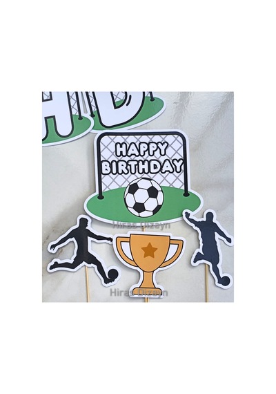 Futbol Temalı  Doğum Günü Süs Seti 34 Parça Banner Pasta ve Cupcake Kürdanı