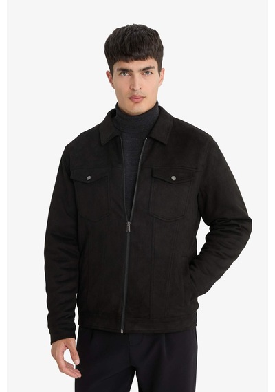 Defacto Slim Fit İç Cepli Süet Mevsimlik Baharlık Siyah Erkek Mont A3254ax/bk27 Siyah