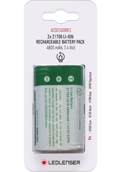 Led Lenser 2x 21700 Li-ion 4800 Mah Yedek Pil Pil / H15r, H19r Çok Renkli