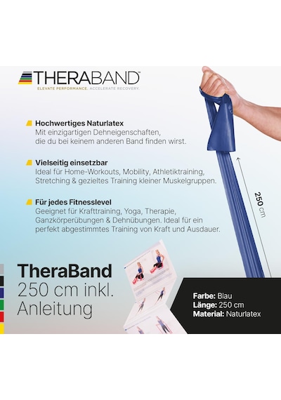 Original Fitnessband 2,5m Resistance Band Fr Ganzkrpertraining, Kraft & Flexibilitt Ideal F Mavi