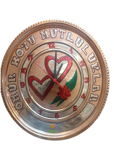 Kişiye Özel Ömür Boyu Mutluluklar Yazılı İkiz Kalpli Bakır Duvar Bakır