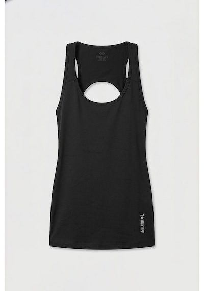 TOMMYLIFE Siyah Standart Fit Sırt Detaylı Performans Kadın Spor Atlet - 97297