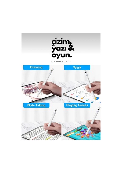 Dokunmatik Kalem Tüm Cihazlara Uyumlu Tablet Telefon Için Çizim & Yazı Kalemi Stylus Pen Beyaz - 686320039