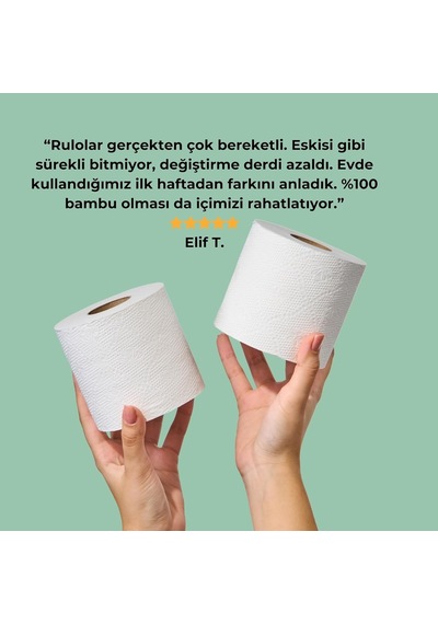 %100 Bambu "extra Uzun Rulo" 40 Tuvalet Kağıdı Naked Doğal Beyaz