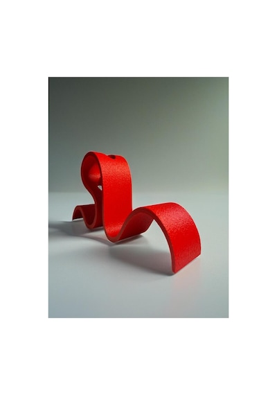 Bii Flow Modern Kıvrımlı Dekoratif Kitap Tutucu Stand Ev Aksesuarları - Kırmızı 23x13 Cm