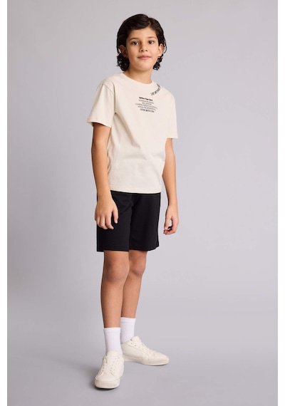 Defacto Regular Fıt Sweatshirt Kumaşı Şort Erkek Çocuk B5867a826smbk27 Siyah-bk27