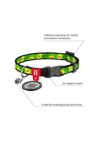 Waudog Collar Qr Pasaportlu Kedi Ve Ufak Irk Köpek Boyun Tasması 20-30 Cm, 10 Mm, L, Avocado