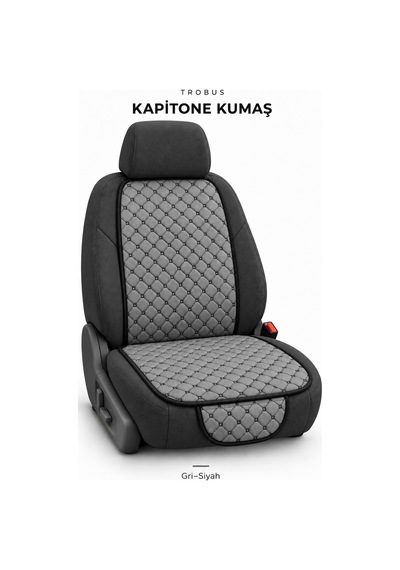 Üniversal Kapitone 7'li Terletmez Kumaş Koltuk Minderi Gri Siyah Gri