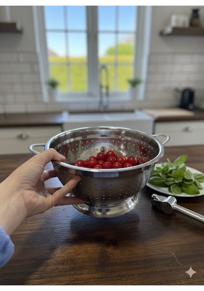 Morponi Paslanmaz Çelik Inx Makarna Süzgeci 22 Cm Gümüş