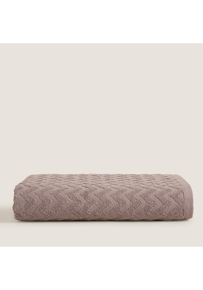 Chakra Zigzag %100 Pamuk Banyo Havlusu 70x140 Cm Lila