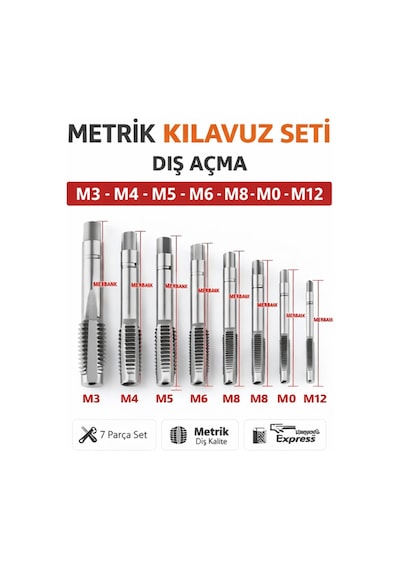 Senbang Metrik Kılavuz Seti M3 M12 Diş Açma Kılavuzları M3 M4 M5 M6 M8 M10 M12