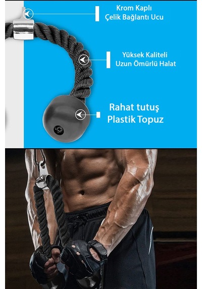 Cable Crossover Çalışma Istasyonu Aparat Seti - Fitness Aparatı - Triceps Halat - Rowing Bar - V Bar