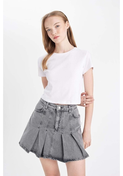Defacto Fashion Fit Pileli Cepli Mini Jean Etek D5198AX24AUNM40 Siyah