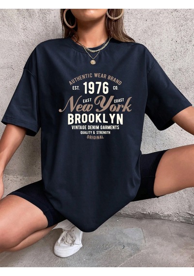 Noıssey Urban Pop Graphic Kadın Tişört Koleksiyonukod 5189 Lacivert