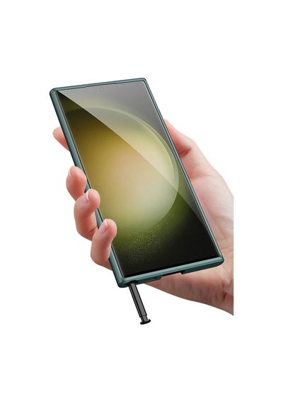 Rba Aksesuar Galaxy Uyumlu S23 Ultra Kılıf Wireless Şarj Özellikli Rba Kıpta M-safe Silikon Kapak - Yeşil Yeşil