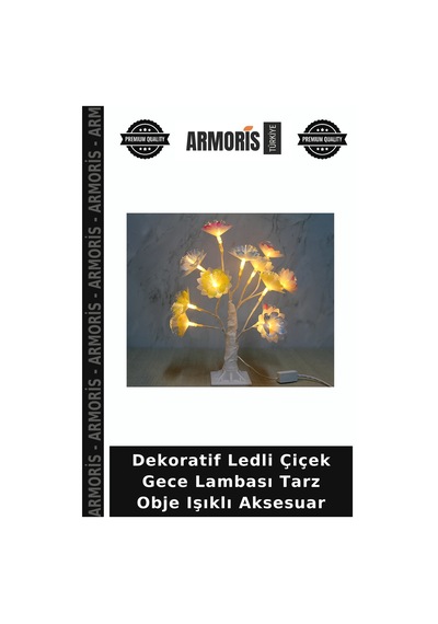 Dekoratif Ledli Çiçek Gece Lambası Tarz Obje Işıklı Aksesuar Çok Renkli