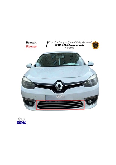 Renault Fluence Krom Ön Tampon Çıtası 4 Parça 2013-2016 P.çelik Makyajlı Kasa