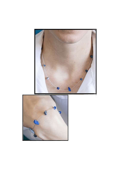 Sertifikalı Lapis Lazuli Taşlı Doğal Taş Kolye Bileklik Seti Çok Renkli