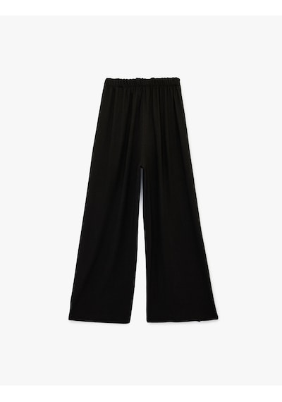 Koton Bol Kalıp Beli Bağcıklı Geniş Paça Pantolon Siyah 6sal40023ık