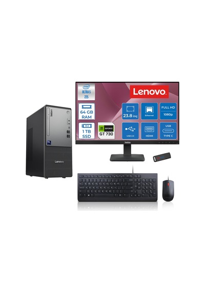 Lenovo ThinkCentre Neo 50T Gen 6 13BD007UTR2425F23 Ultra 5 225 64 GB 1 TB SSD GT730 23.8" Free Dos Masaüstü Bilgisayar + USB Bellek