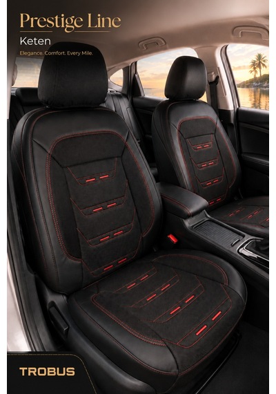 Renault Symbol 2008+ Uyumlu Prestige Line Keten Serisi Siyah Kırmızı Koltuk Kılıfı 96437785