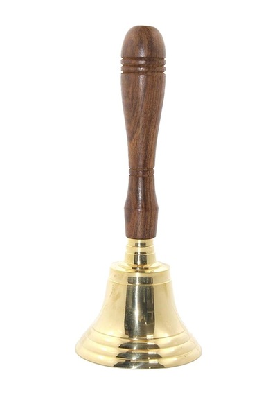 Ahşap Pirinç Başlı El Çanı 21cm