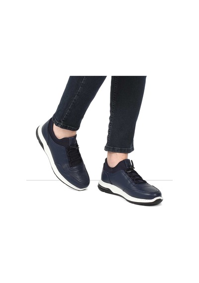 Erkek Lacivert Deri Sneaker