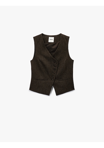 Koton Koton X Şahika Ercümen - Slim Fit Asimetrik Düğmeli Yelek Kahverengi Desenli 6wak20418ew Kahverengi Desenli Koton Koton X Şahika Ercümen - Slim Fit Asimetrik Düğmeli Yelek Kahverengi Desenli 6wak20418ew Kahverengi Desenli