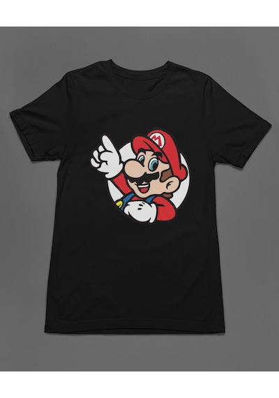 Bumeta Süper Mario Atari Unisex Tişört T-shirt Siyah