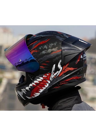 Ls2 Rapıd 2 Race Kaıju Fullface Motosiklet Kaskı Gökkuşağı Camlı Siyah