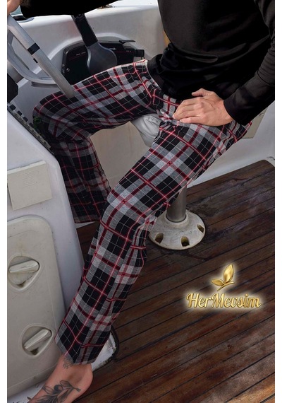 Aydoğan Erkek Kışlık Pijama Takımı Pamuklu Uzun Kol Jakarlı Siyah Berk J-3451
