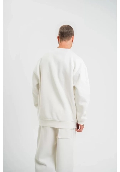 Zenna Tarz Uzun Kol Bisiklet Yaka Basic Sweatshirt - Beyaz
