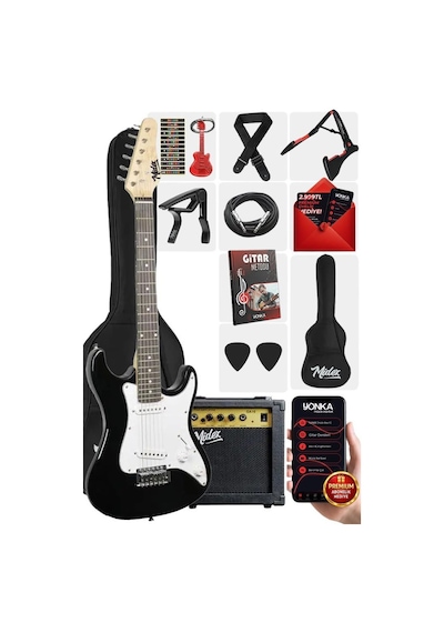 Midex Ceg-36bk 8-12 Yaş Çocuklar İçin Amfili Full 3/4 36 İnç Elektro Gitar Seti White Black