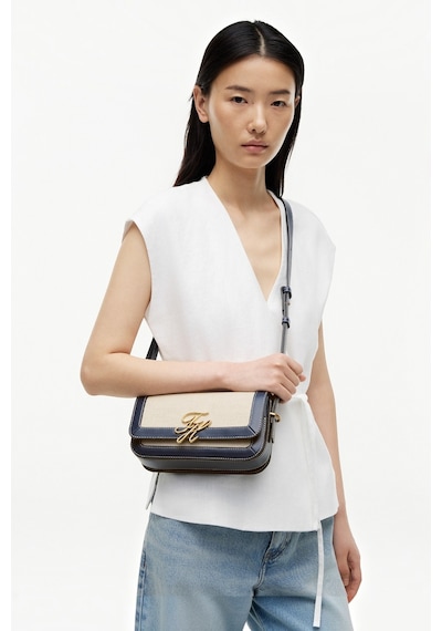 Tommy Hilfiger Th Scrıpt Flap Crossover Canvas Kadın Mavi Çanta - Aw0aw18737