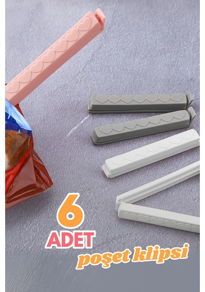 6 Lı Poşet Klipsi Seti Mutfak İçin Dayanıklı Ve Yıkanabilir Paket Kapatma Mandalı Plastik 8 X 26 B Diğer