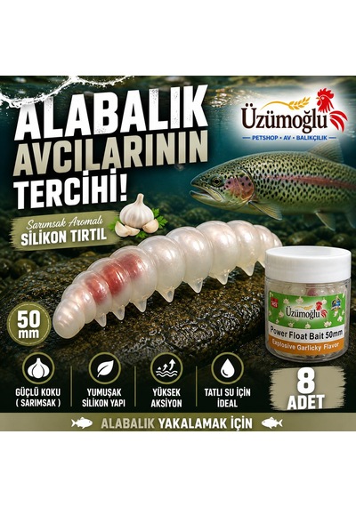 Üzümoğlu Şeffaf Sarımsak Aromalı Silikon Tırtıl 50mm 8 Adet