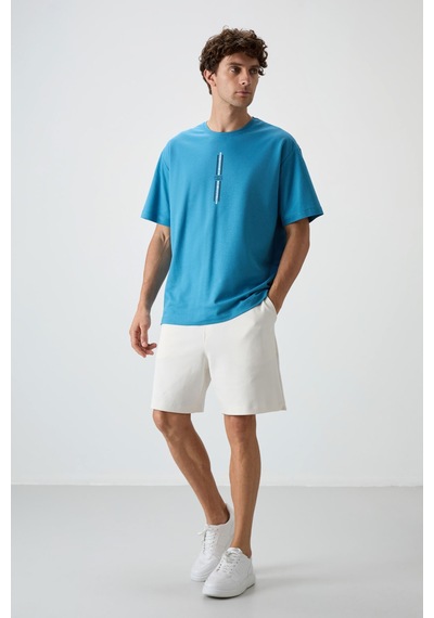 Air Jones Tommy Life Petrol Mavi Pamuklu Kalın Yüzeyi Dokulu Oversize Fit Baskılı Erkek T-shirt - 88366 Petrol Mavi Air Jones Tommy Life Petrol Mavi Pamuklu Kalın Yüzeyi Dokulu Oversize Fit Baskılı Erkek T-shirt - 88366 Petrol Mavi