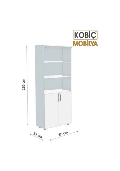 Kobiç Ofis Dosya Dolabı Kilitli Yarım Kapak Suntalam Dolap 80x35x185 Cm Meşe Meşe