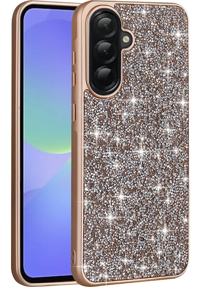 Galaxy Uyumlu A56 Kılıf Parlak Taşlı Tasarım Zore Pırlanta Kapak Gold
