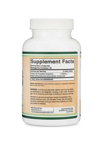 Turkey Tail Mushroom 1000 Mg 120 Veggie Capsules