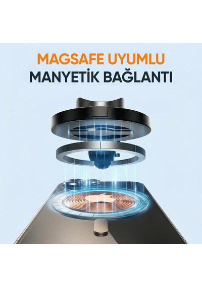 Jst30 Magsafe Manyetik Kumandalı Tripod Monopod Selfie Çubuğu Android İphone Uyumlu Beyaz