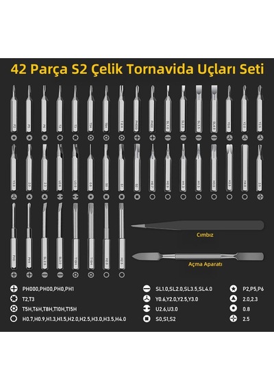 Ps49 500mah 180r/dk 5 Kademeli 42 Parça Şarjlı Tornavida Seti