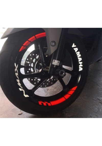 Yamaha Nmax Yazılı Kırmızı Beyaz Jant Sticker Etiket Modeli Uyumlu