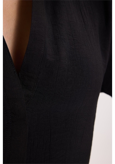 Tudors Kadın Slim Fit Dar Kesim Bel Ve Sırt Bağlamalı Siyah Gömlek-52080