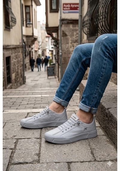 Fort Noka Champ Rahat Memory Foam İç Taban Keten Sneaker Erkek Ayakkabı Gri