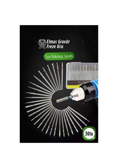 Zenvac 30'lu Elmas Gravür Freze Ucu Seti Dre Mel Uyumlu Metal Cam Ahşap İşleme 722925 Zenvac29
