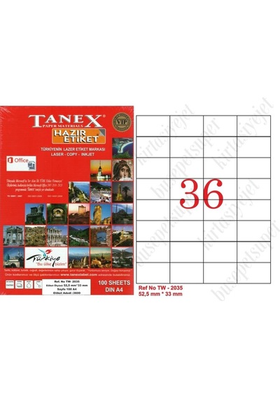 Tanex Tw-2035 Ebat  52 X 33 MM Lazer Etiket