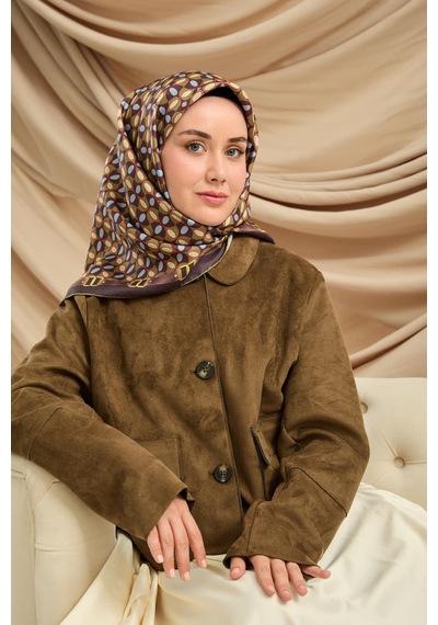 Silk Home Twill İpek Eşarp 11481-17 Kahve Mor, Bebe Mavi, Yeşil, Kırmızı